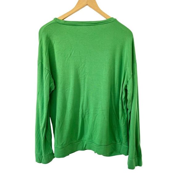 Made‎ For Life Lime Green Crewneck Kangaroo Pocket Long Sleeve T-Shirt - Picture 2 of 6